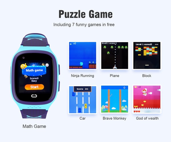 Kids Smart Watch Phone with 7 funny games GPS Locator GEO Fence SOS Phone  Dial Video Call Camera Stopwatch Calculator 7 Games - buy Kids Smart Watch  Phone with 7 funny games