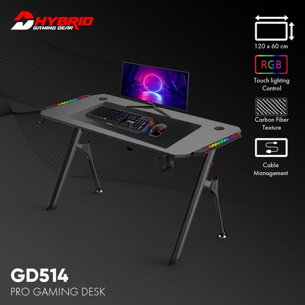 DHYBRID GD514 RGB LED GAMING DESK buy DHYBRID GD514 RGB LED GAMING DESK prices, reviews