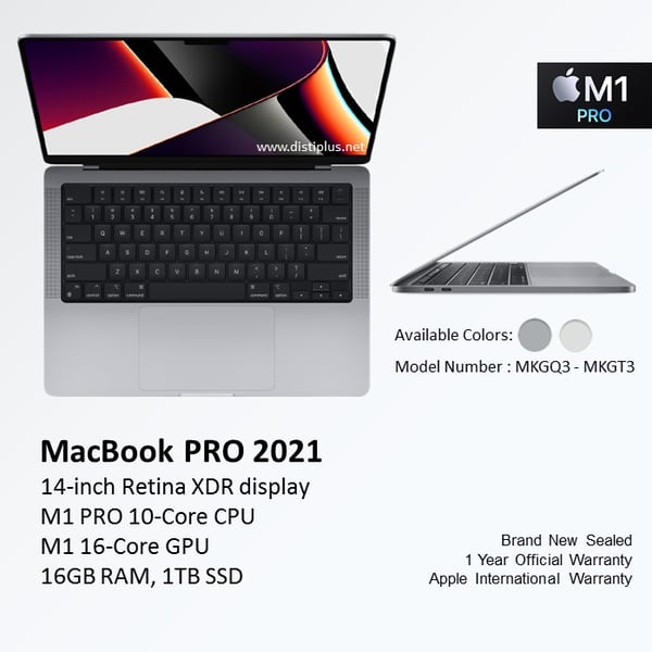 Apple MacBook Pro 14-Inch (LATE 2021) M1 PRO, 16GB, 1TB (MKGQ3