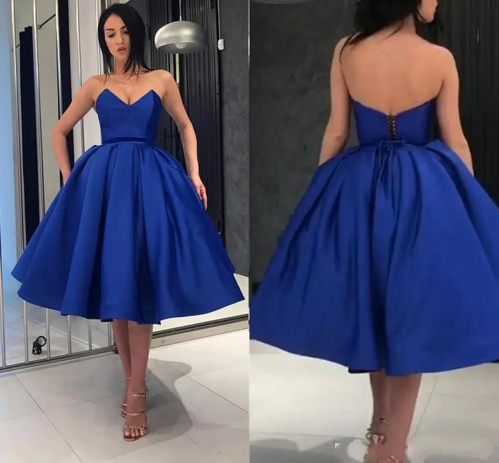 short royal blue silk dress,knee length short prom dresses 2020,short strapless short prom dresses 2020,prom short royal blue dress,formal short royal blue dress,royal blue simple prom dresses,